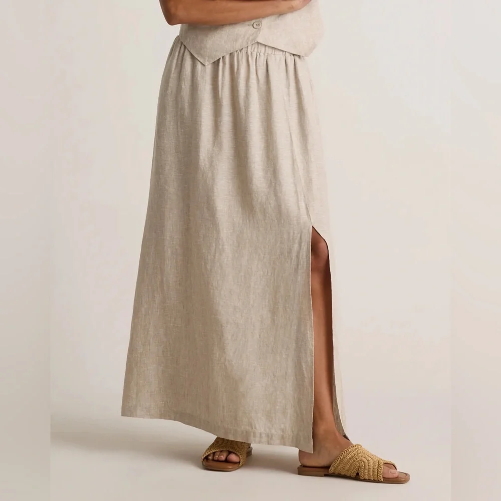QUINCE NWT 100% european lInen maxi skirt -flax -medium - Picture 2 of 13